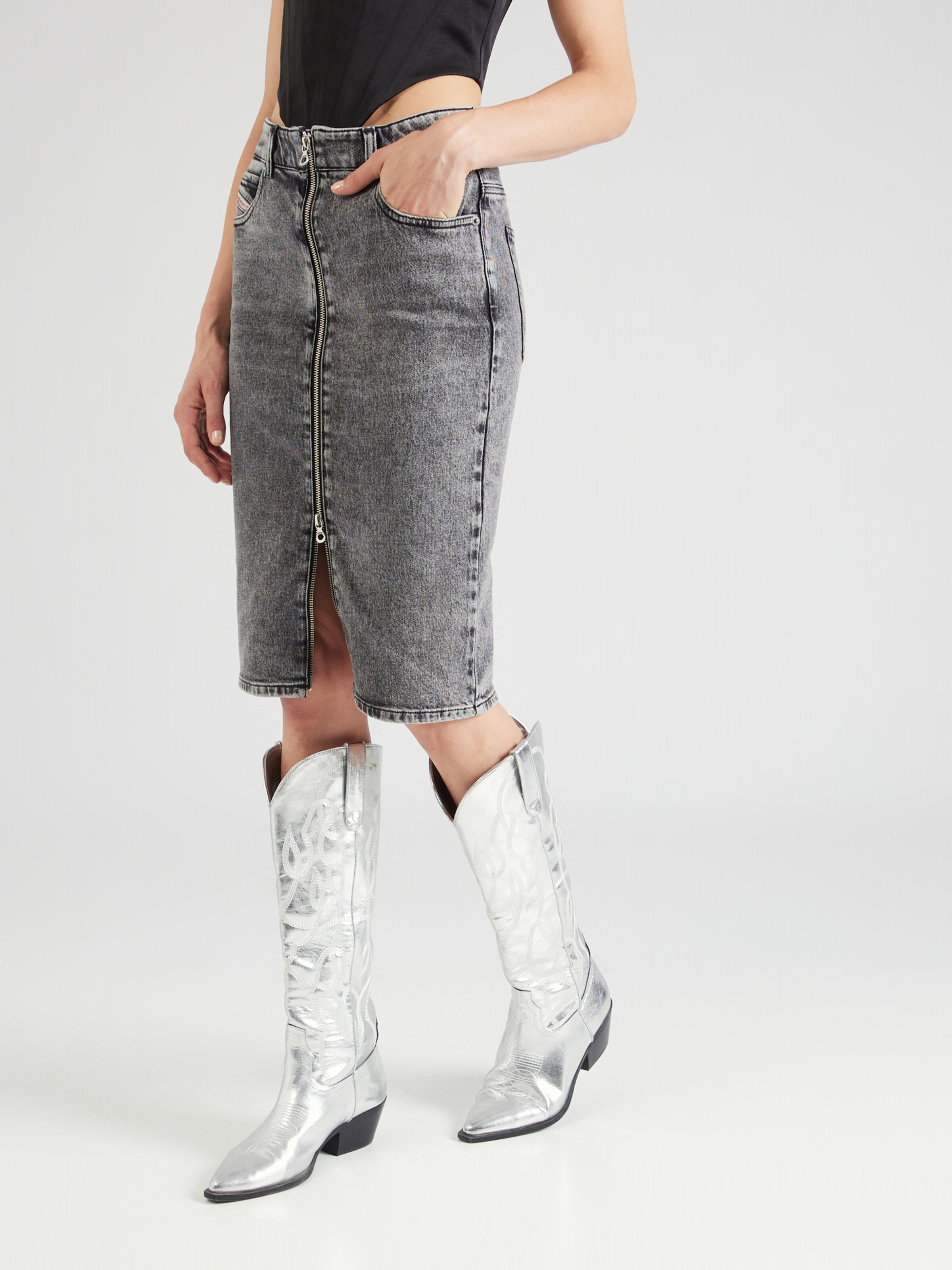 DIESEL Rok in Zwart Gem leerd ABOUT YOU