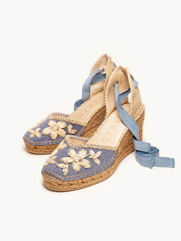 Sandalo 'Alpargata Cuña 7 cm' di Alhamas in blu