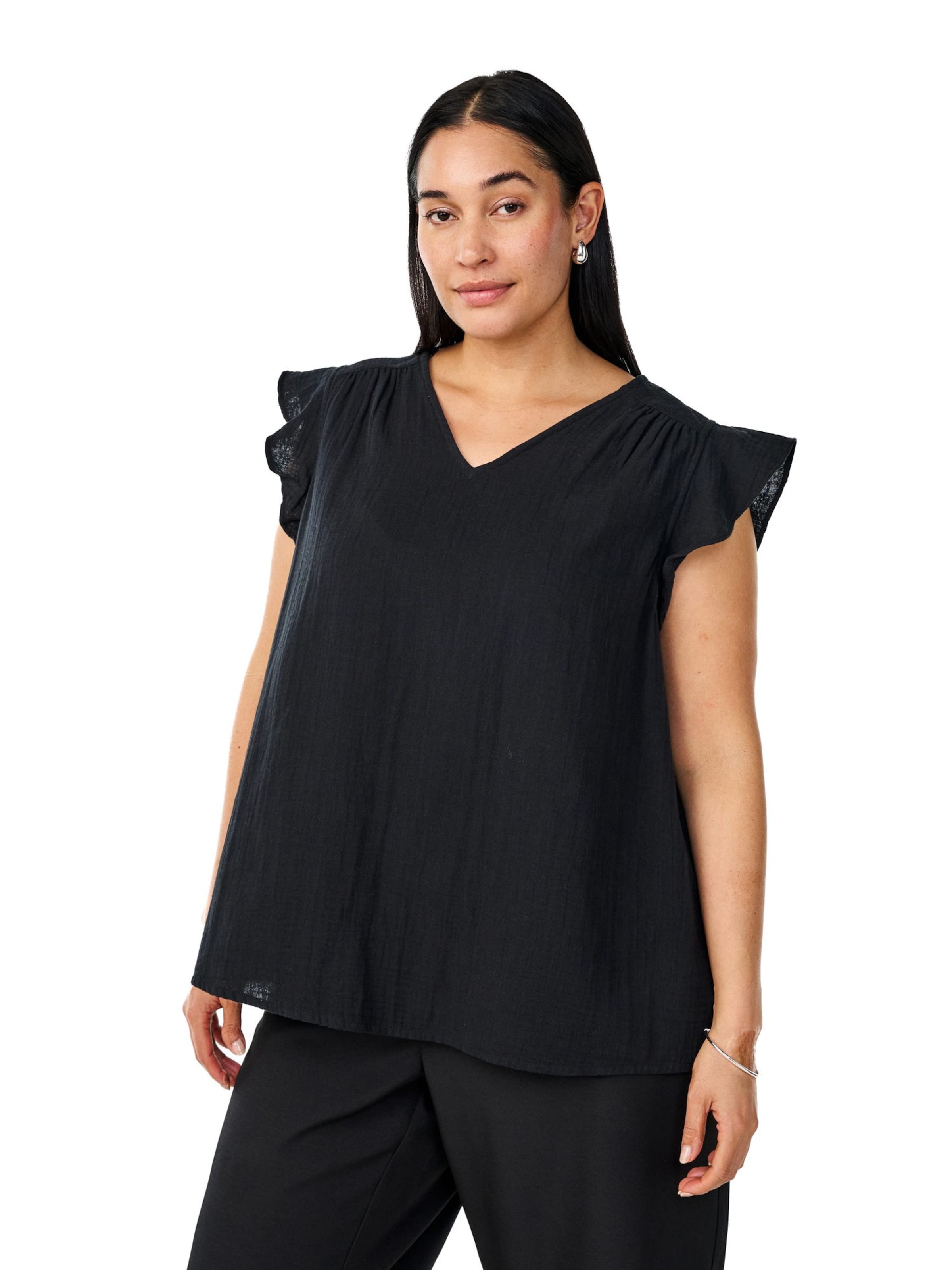 Zizzi Μπλούζα 'Vvivu' σε μαύρο: μπροστά