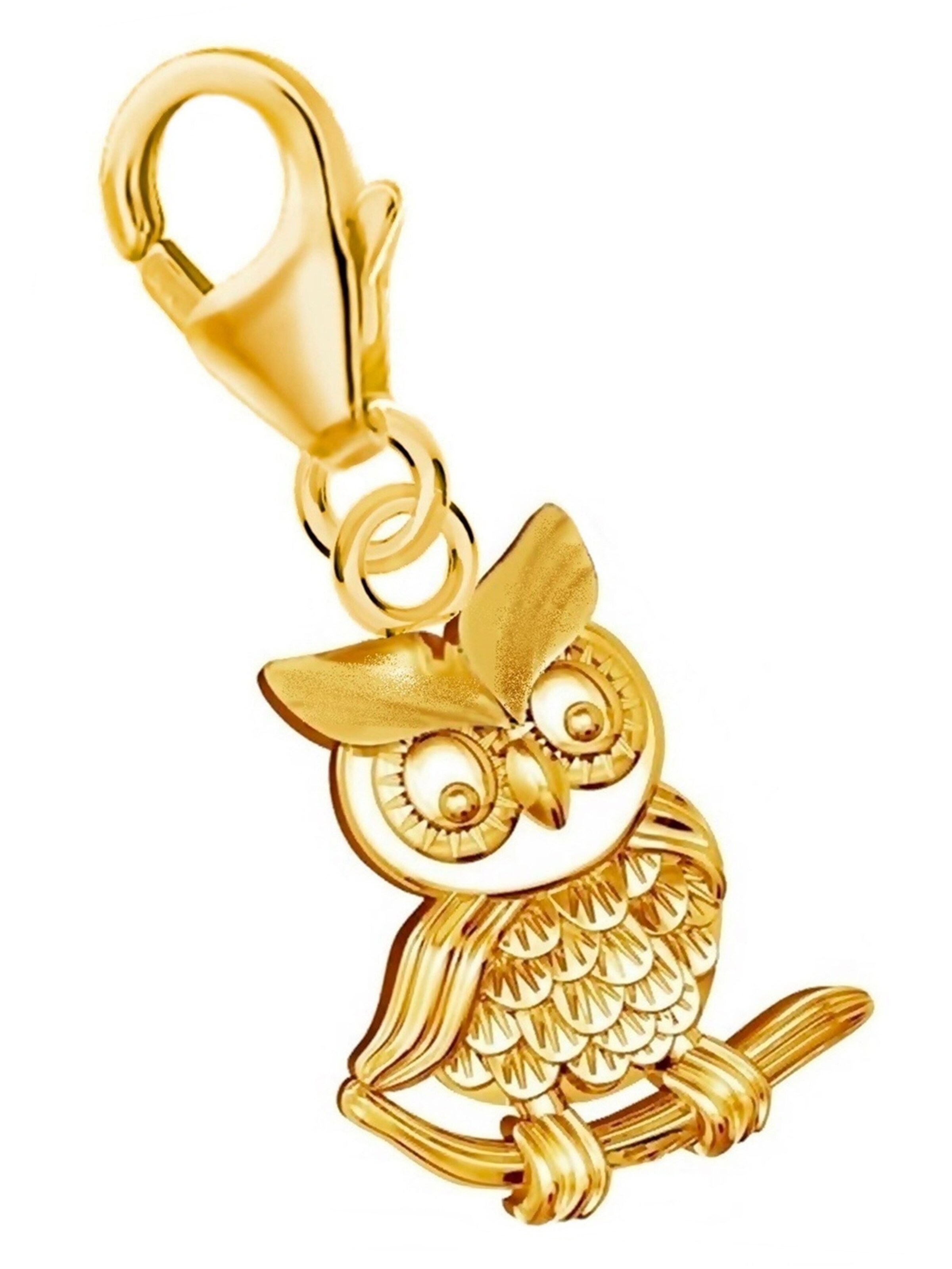 Goldene Hufeisen Pendant 'Eule' in Yellow: front