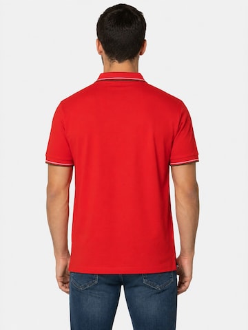Boxeur des Rues - Camiseta 'Herren Poloshirt Regular Boxeur des Rues aus Piqué-Baumwolle, Rot, Weiß-olivgrüne Streifen' en rojo