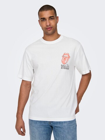 Only & Sons Shirt 'ROLLING STONES' in White: front