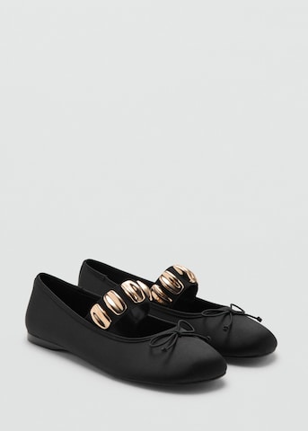 MANGO Ballet Flats with Strap 'Fant' in Black