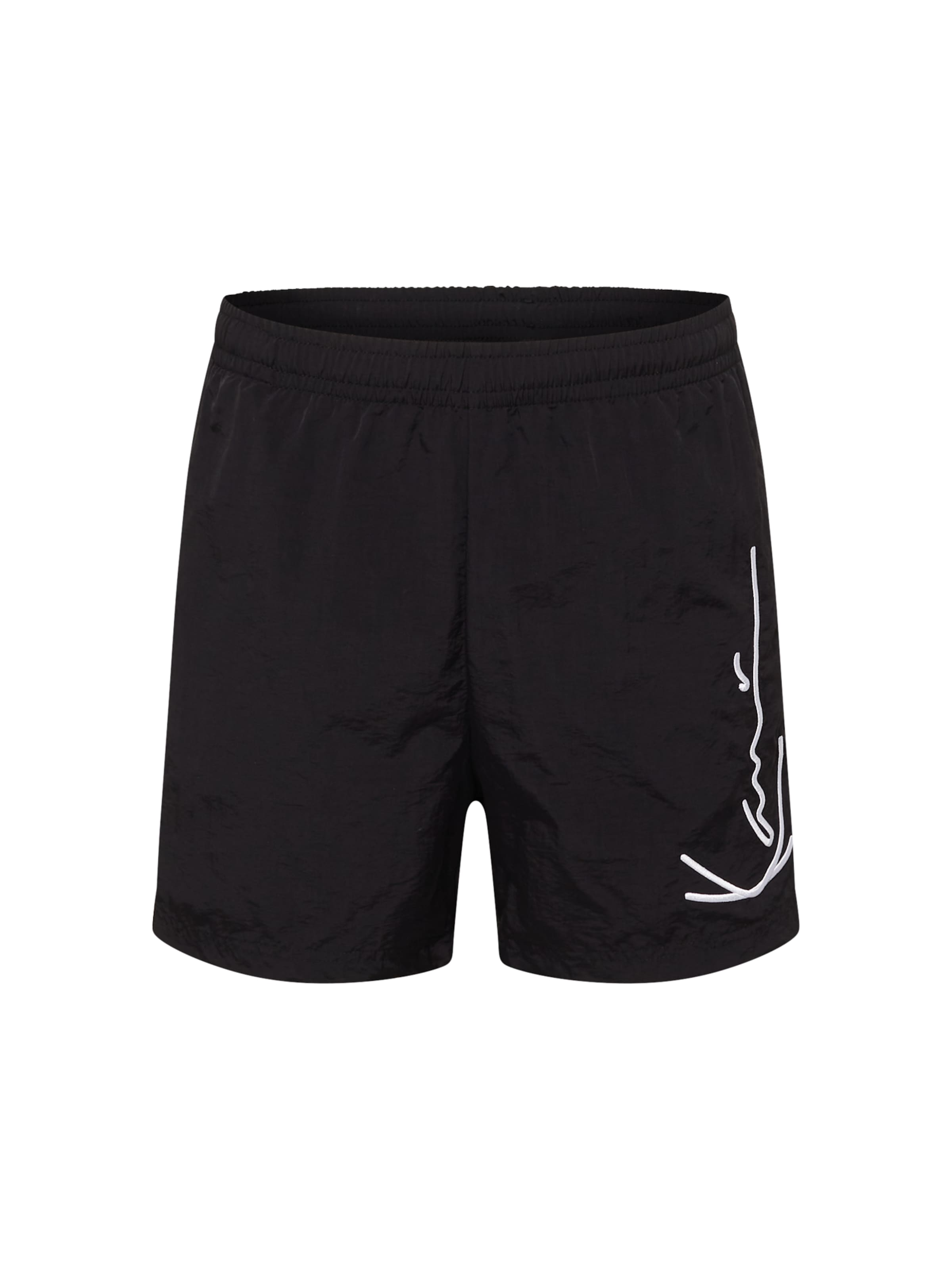 Karl Kani Loosefit Badeshorts in Schwarz: Vorderseite