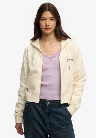 Superdry & Co Zip-Up Hoodie 'Essential' in White: front