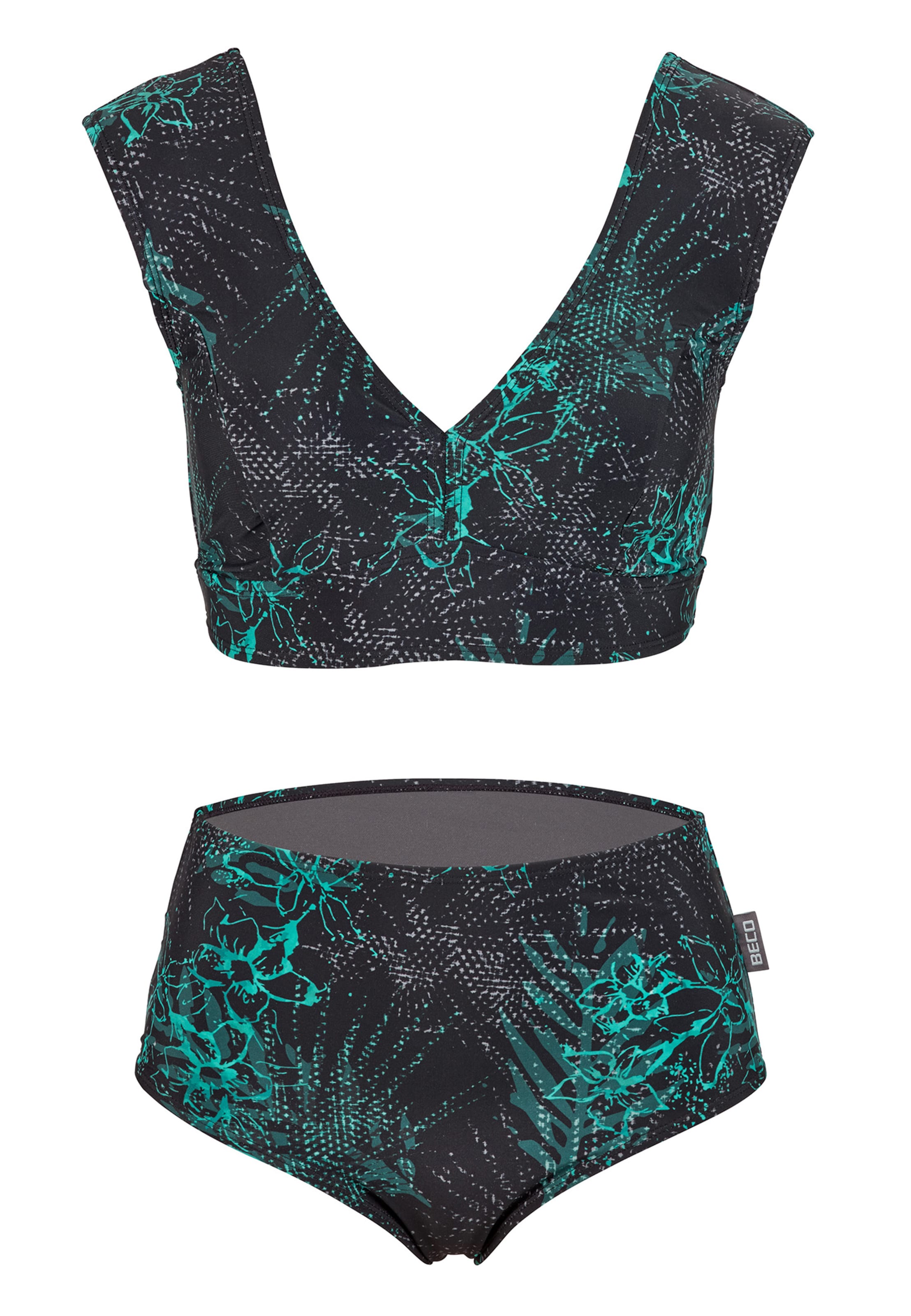 BECO the world of aquasports Bikini 'Mint Flowers' in Schwarz: Vorderseite