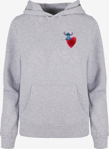 ABSOLUTE CULT Sweatshirt 'Lilo And Stitch - Sitting On Heart' in Grijs: voorkant