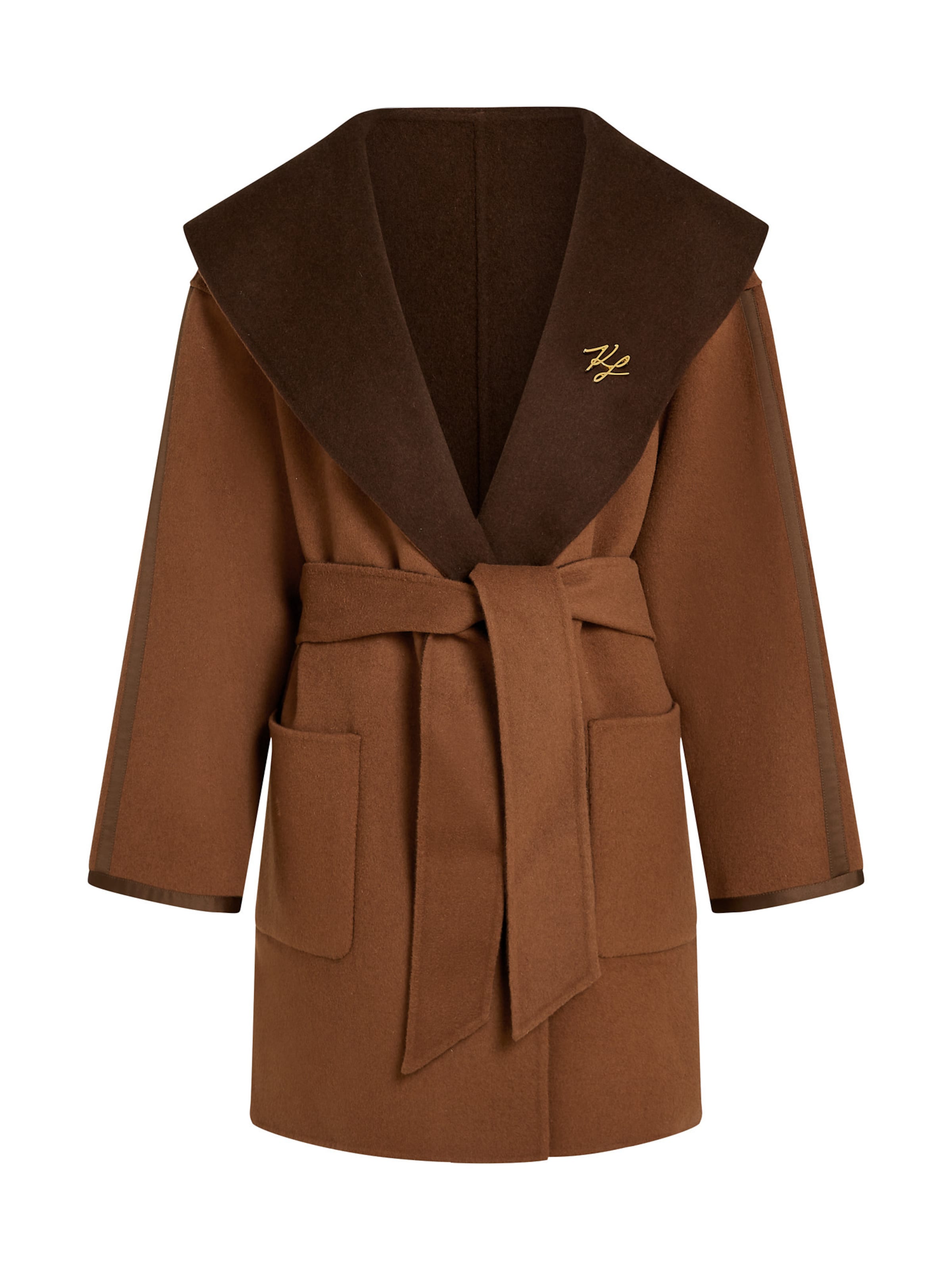 Karl Lagerfeld Přechodný kabát – hnědá: přední strana