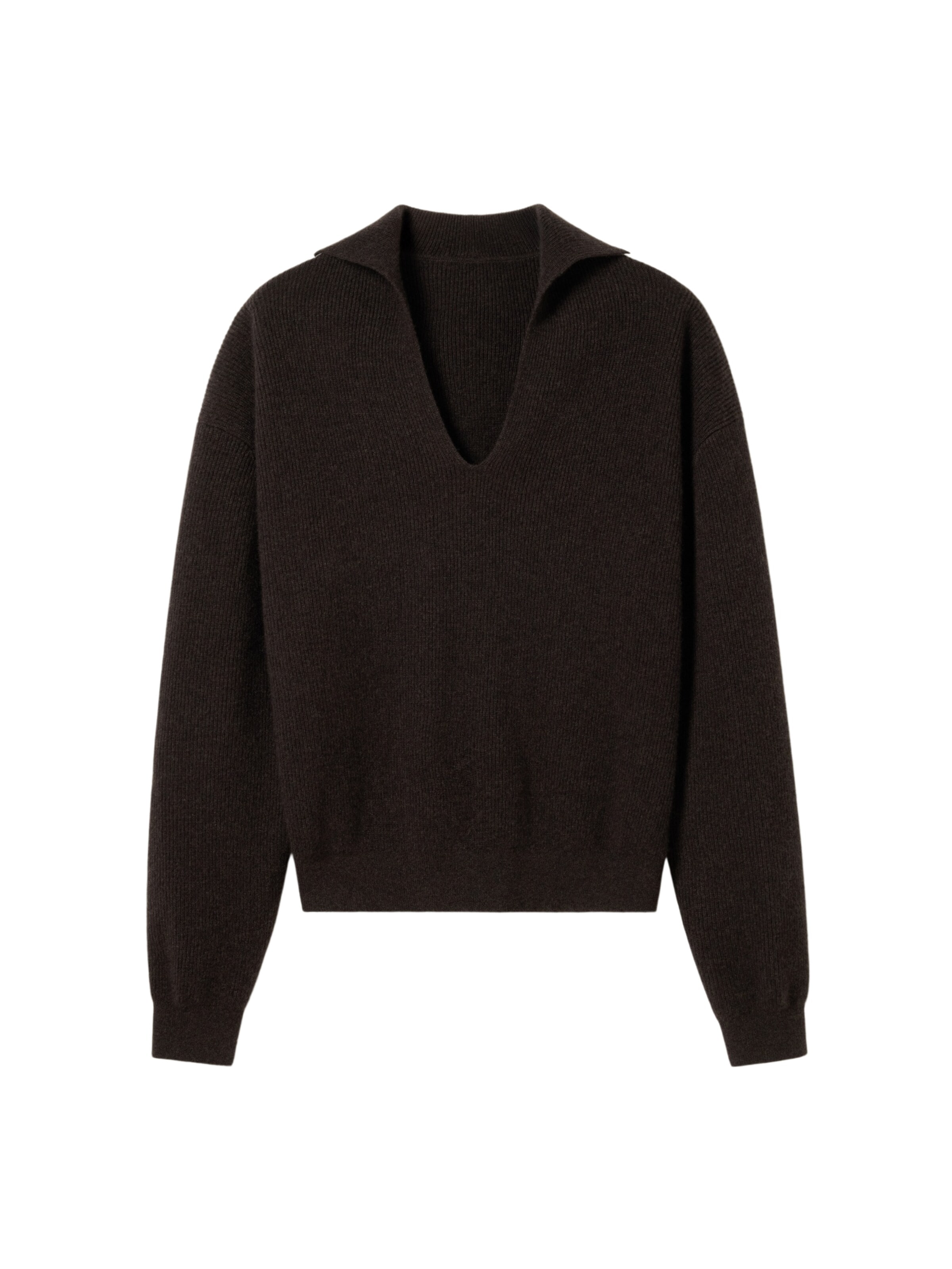 Lilysilk Pullover 'Gerippter Kaschmir Polo Pullover'‌ in Braun: Vorderseite