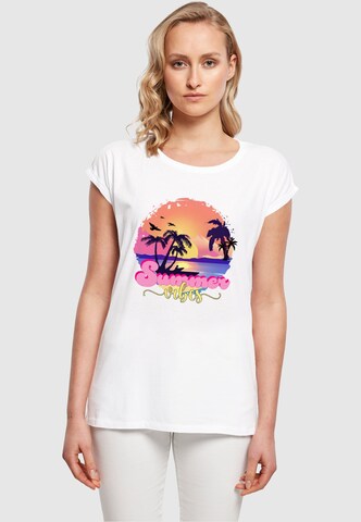 T-shirt 'Summer Vibes Sunset' Merchcode en blanc : devant