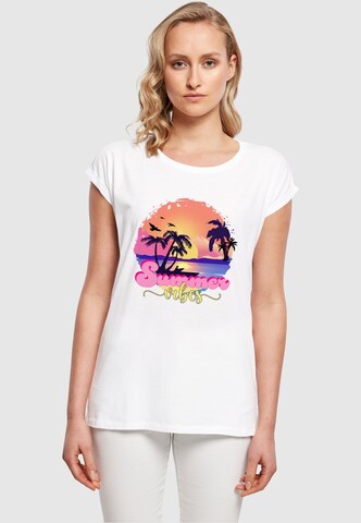 Merchcode Shirt 'Summer Vibes Sunset' in Wit: voorkant