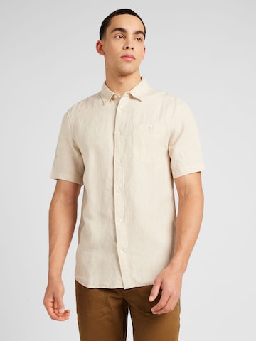 KnowledgeCotton Apparel Regular fit Button Up Shirt in Beige: front