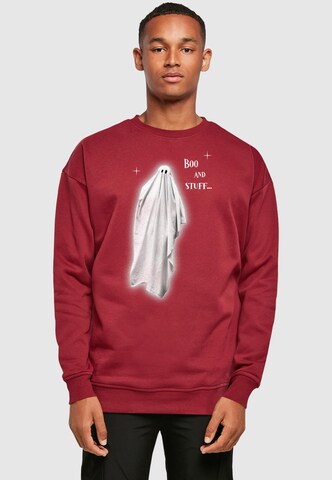 Merchcode Sweatshirt 'Halloween - Boo And Stuff' in Rood: voorkant