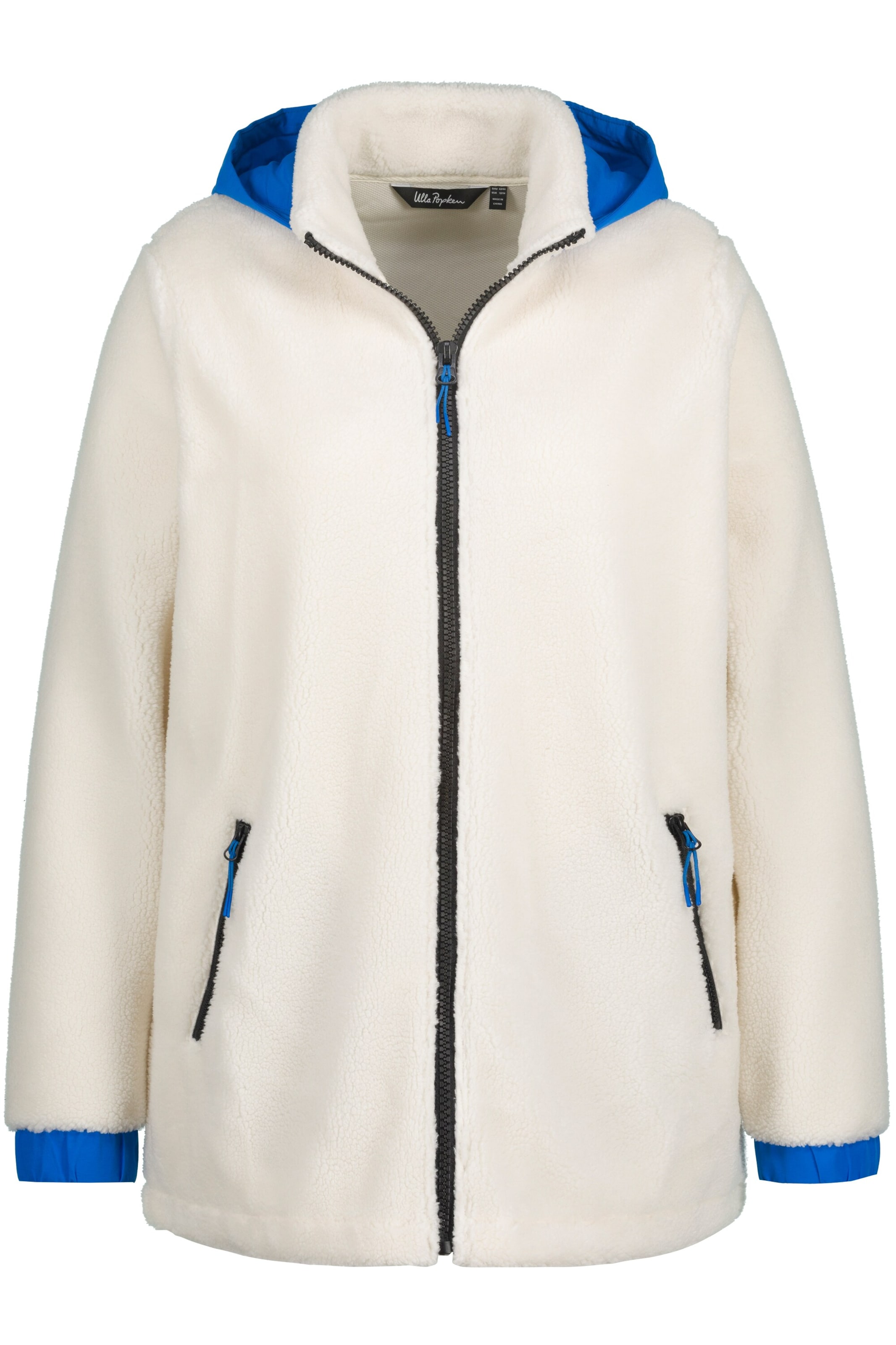 Ulla Popken Fleece jas in Wit: voorkant