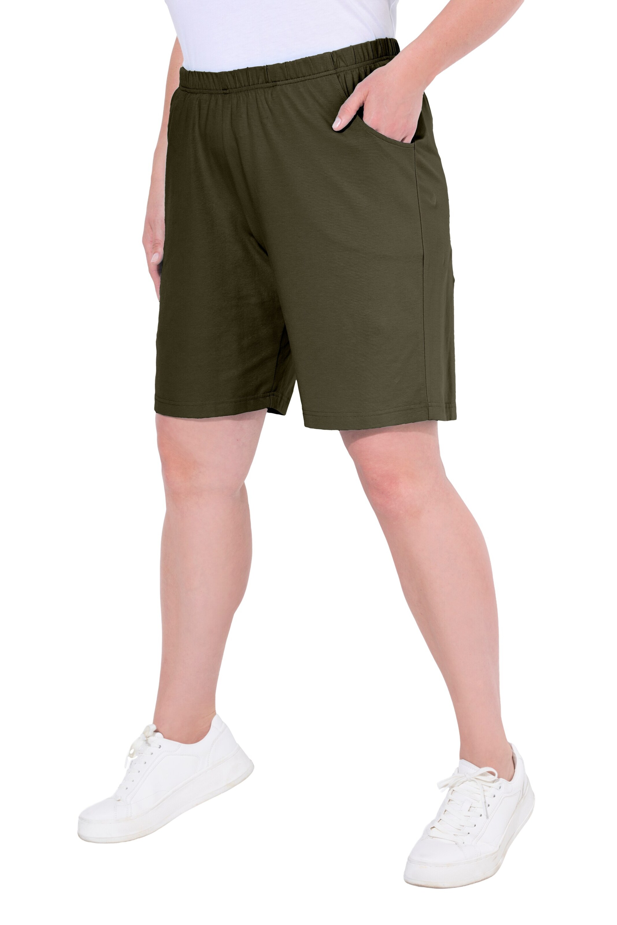 Ulla Popken Regular Hose in Grün: Vorderseite