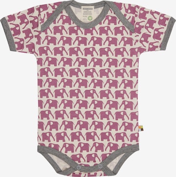 loud + proud Strampler/Body 'Elefanten' in Lila: Vorderseite
