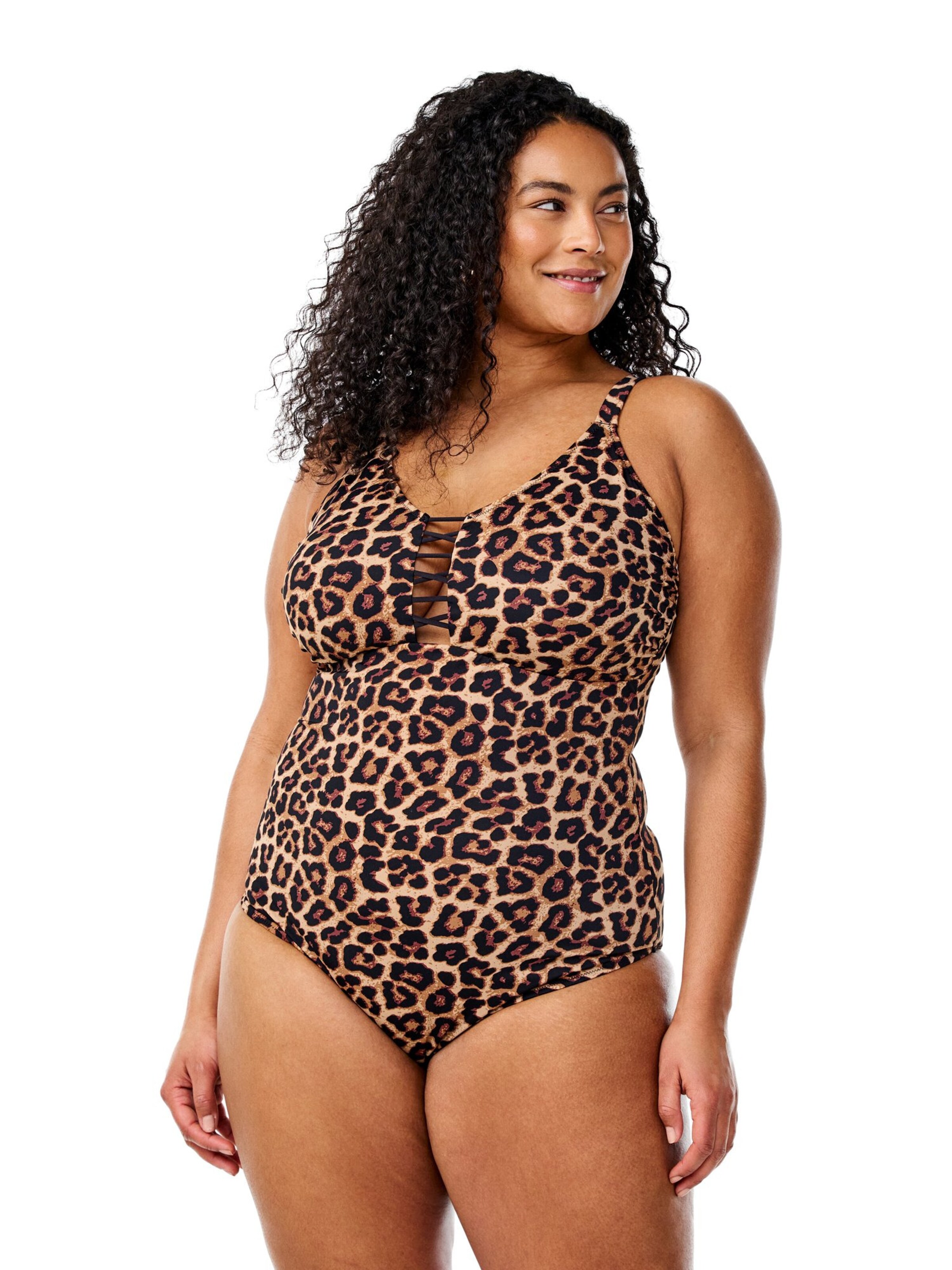 Swim by Zizzi Korzet Jednodielne plavky 'Slorina' - Hnedá