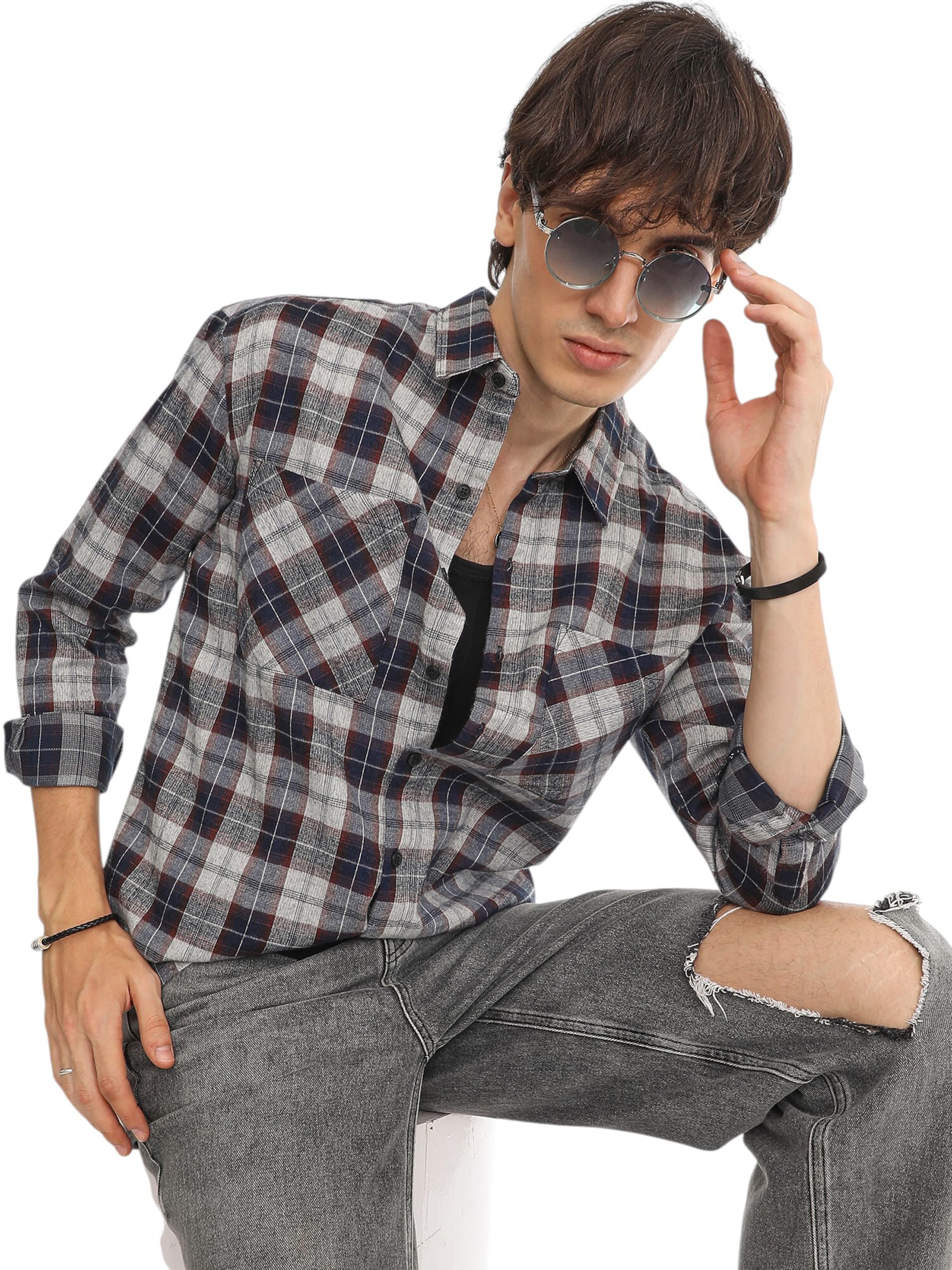 pelēks Campus Sutra Standarta piegriezums Krekls 'Tawnie'