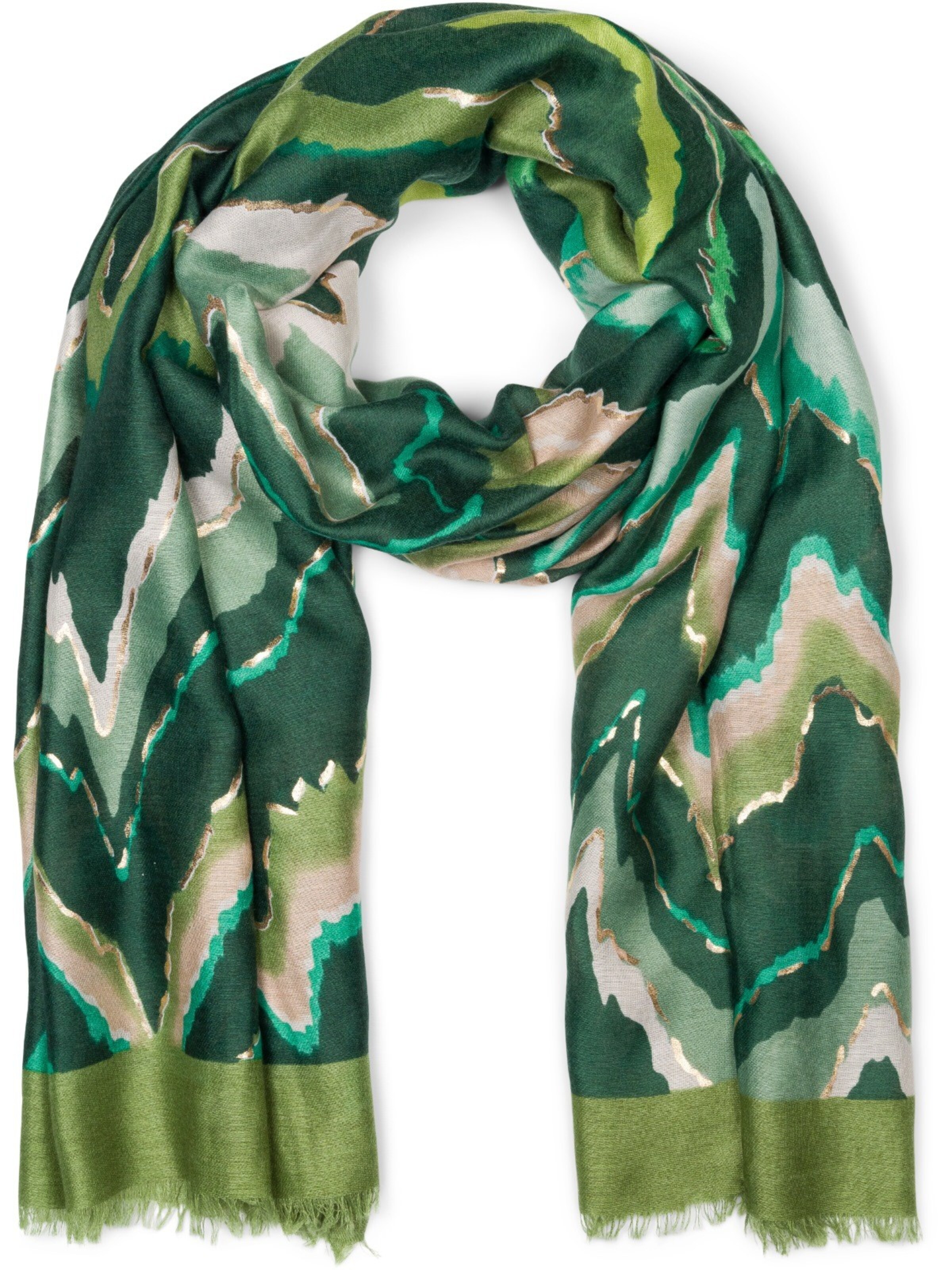 styleBREAKER Scarf 'Leichter Schal mit Zick-Zack Muster' in Green: front