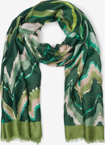 styleBREAKER Schal 'Leichter Schal mit Zick-Zack Muster' in Grün: Vorderseite