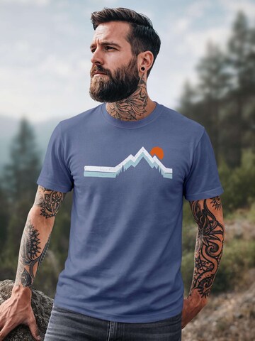 Neverless Shirt 'Mountain Sun' in Blue