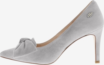 XAVER LUIS Schuhmanufaktur Pumps 'JULE - Spitze Pumps mit großer Schleife' in Grau: Vorderseite
