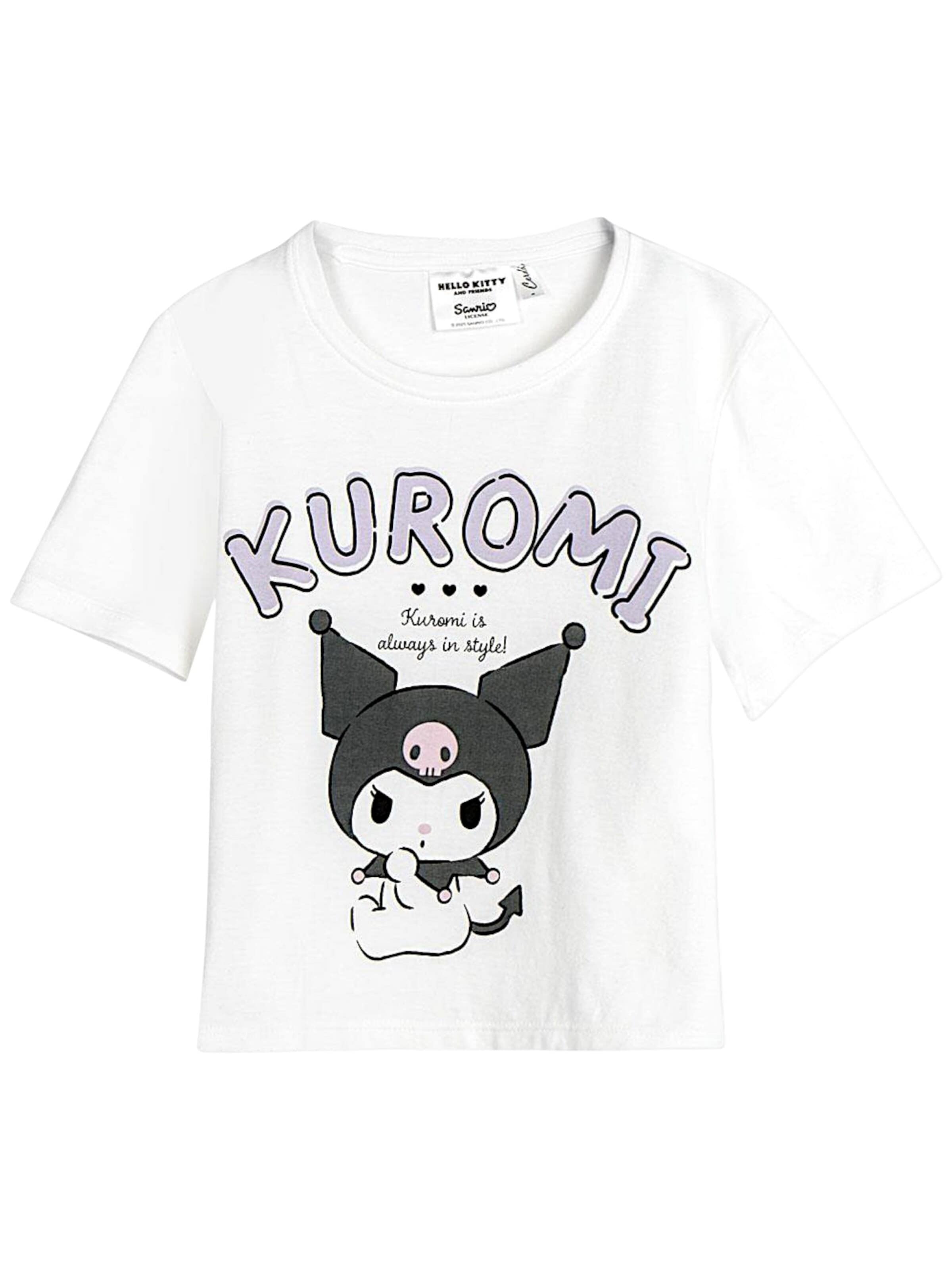 HELLO KITTY Shirt 'Hello Kitty - Kuromi'‌‌‌‌‌‌‌‌ in Weiß: Vorderseite