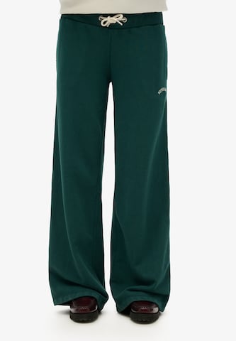 Wide Leg Pantalon 'Essential' Superdry en vert : devant