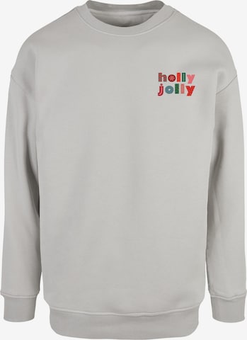 Merchcode Sweatshirt 'Holly Jolly Mood' in Grau: Vorderseite