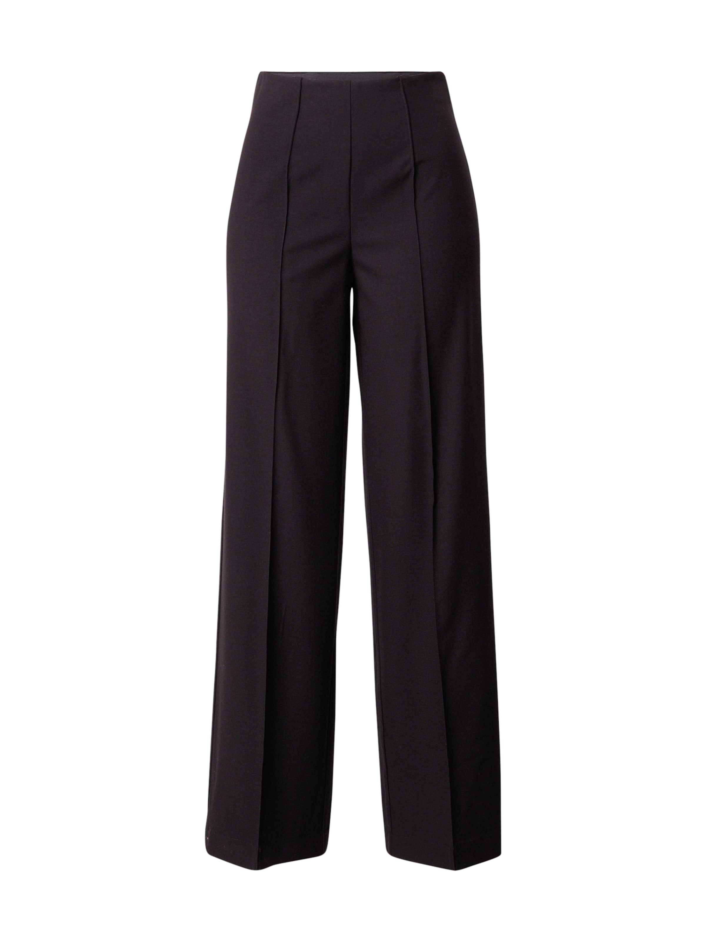 YAS Wide leg Trousers with creases 'YASBLANA' in Black: front