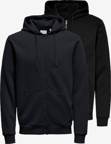 Only & Sons Sweatjacke 'Ceres' in Schwarz: Vorderseite