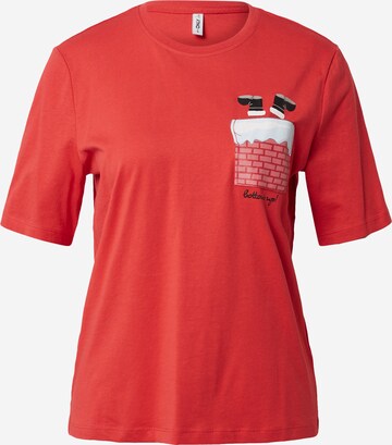 ONLY - Camiseta 'Santa Life' en rojo: frente