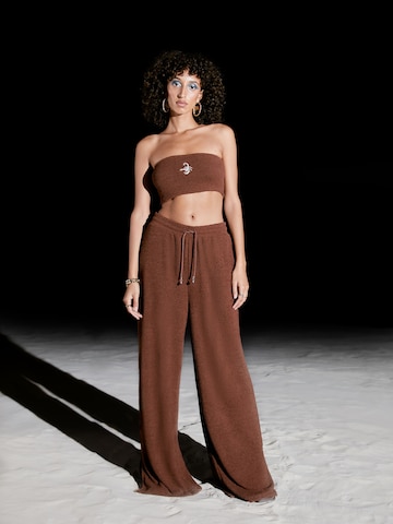 VIERVIER Wide leg Pants 'Esther' in Brown