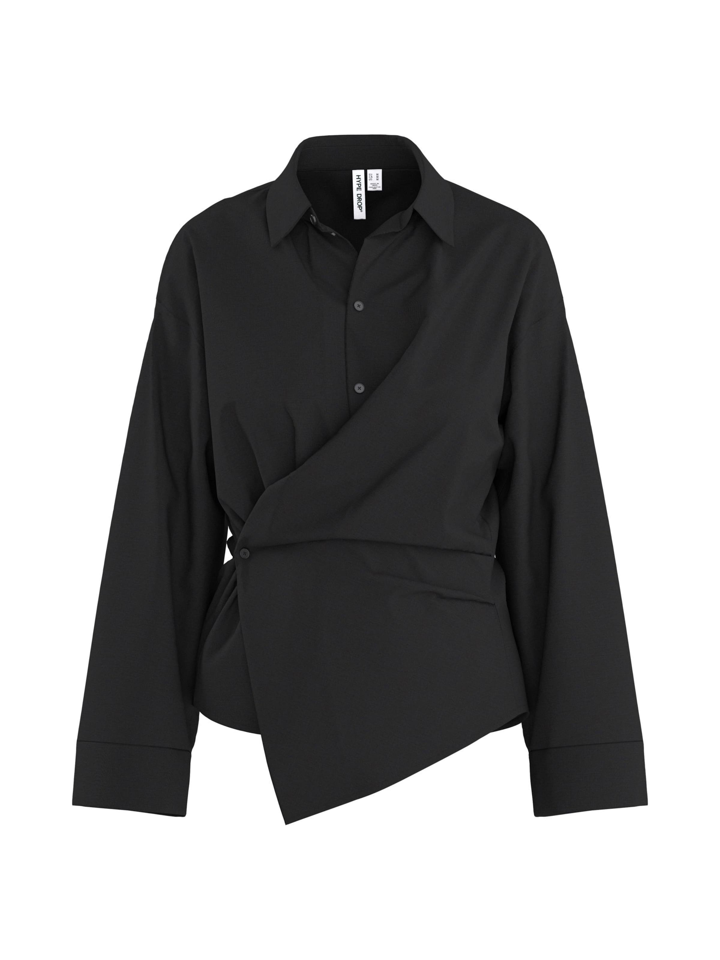 HYPEDROP Blouse 'IRIS' in Zwart: voorkant