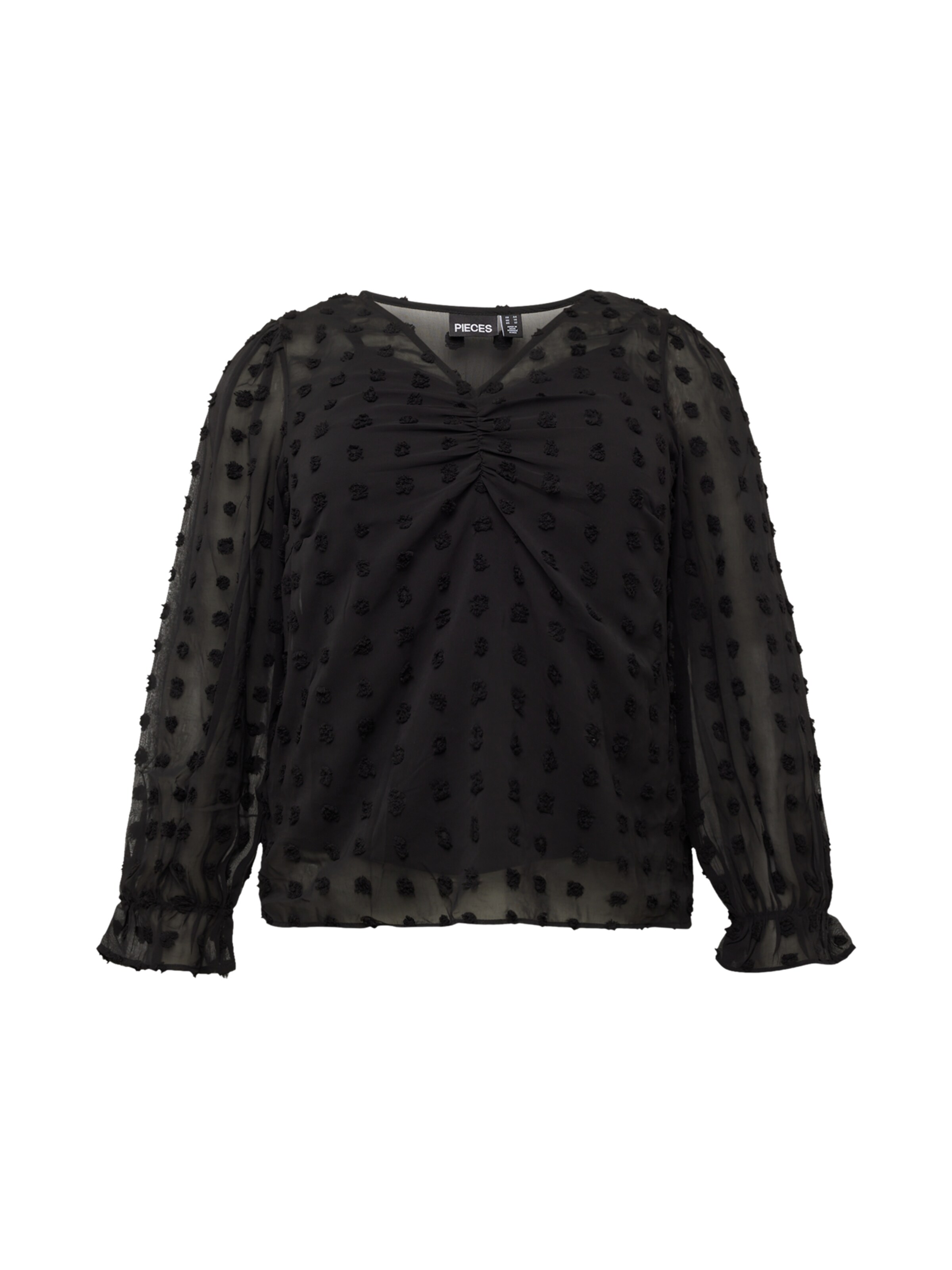 PIECES Curve Bluse 'SYMMA' i sort: forside