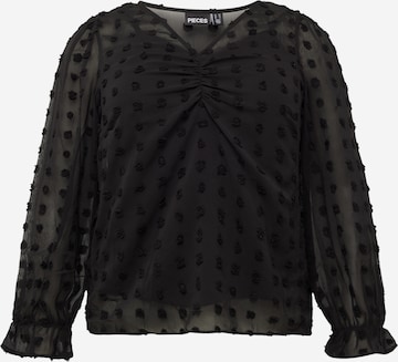 PIECES Curve Blouse 'SYMMA' in Zwart: voorkant