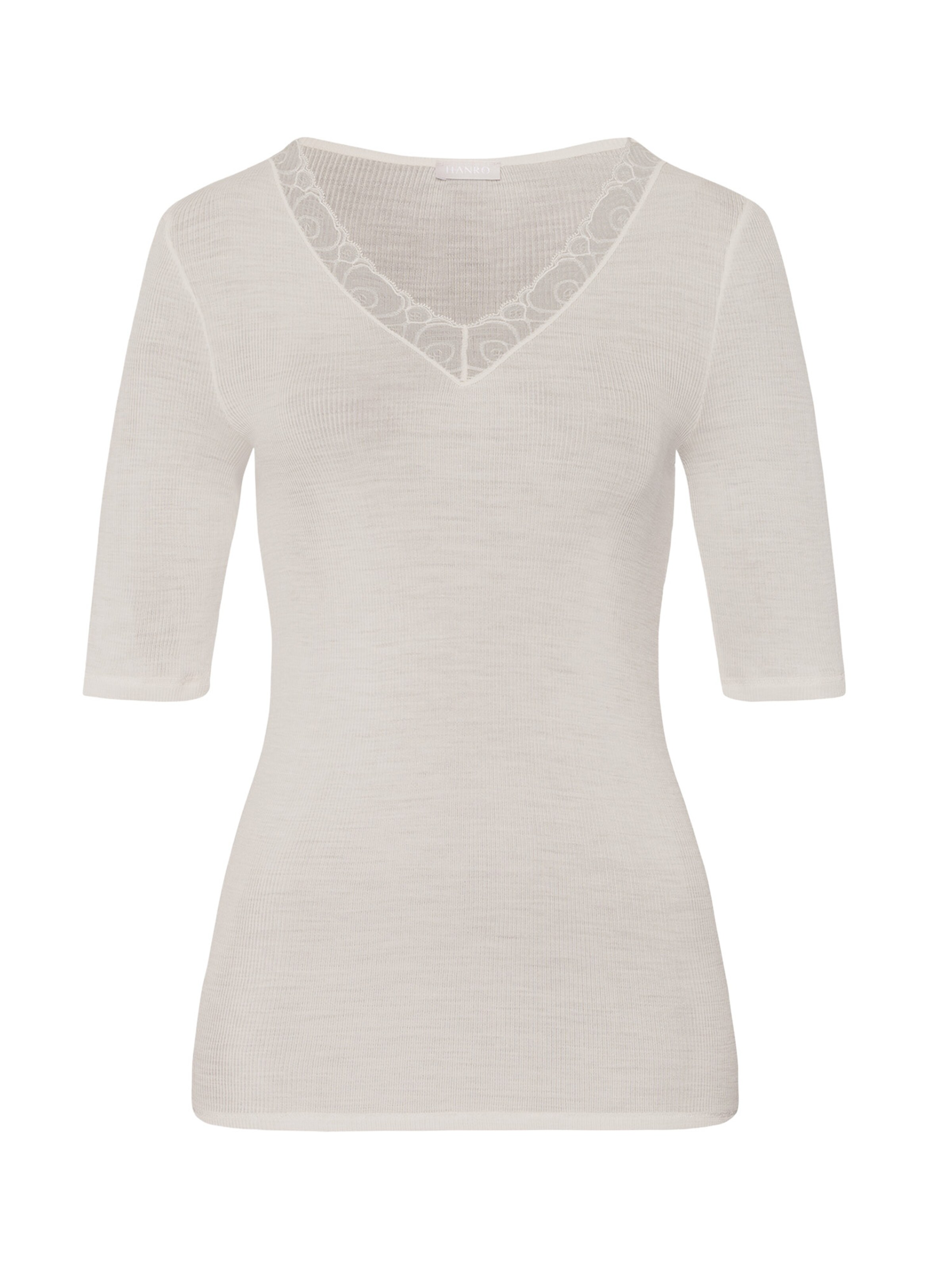 Hanro Undershirt ' Woolen Lace ' in White: front