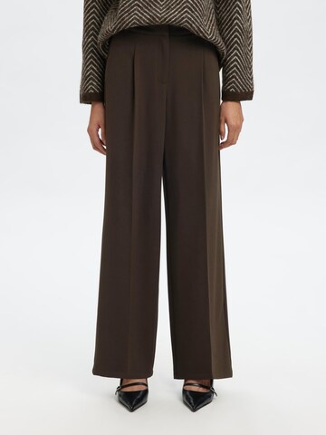 Wide Leg Pantalon 'TINNI' SELECTED en marron : devant