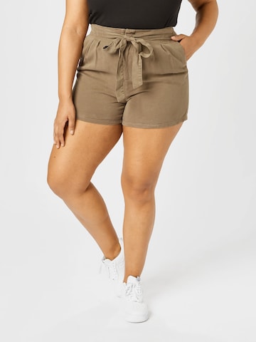 Vero Moda Curve Loosefit Bandplooibroek 'Mia' in Bruin: voorkant