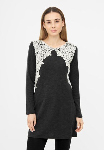 TOOche Shirt 'Silver Bloom' in Black: front
