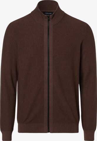 Andrew James Knit Cardigan in Brown: front