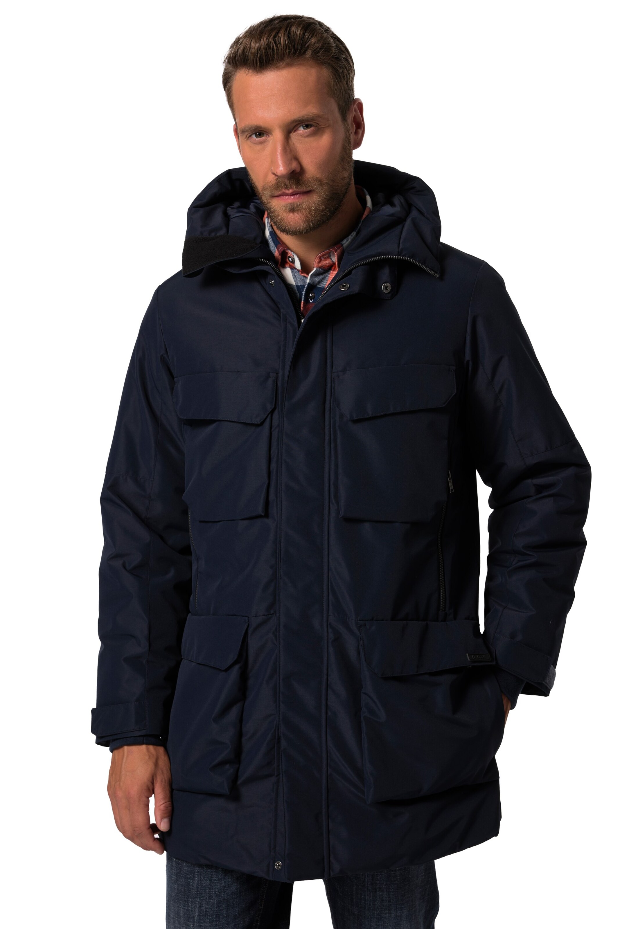 JP1880 Winterparka in Blauw: voorkant