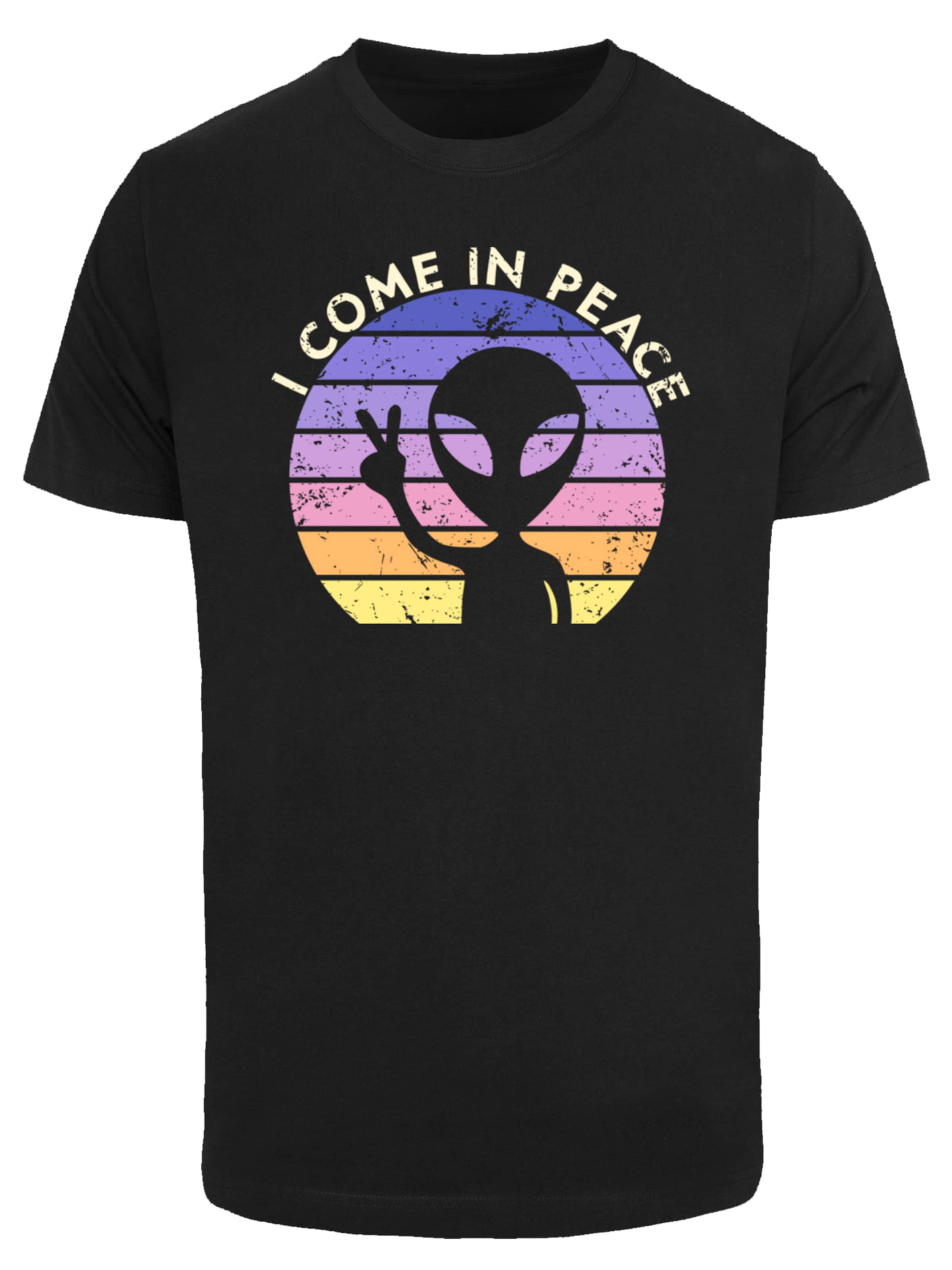 T-Shirt 'Alien Peace Sunset' F4NT4STIC en noir : devant