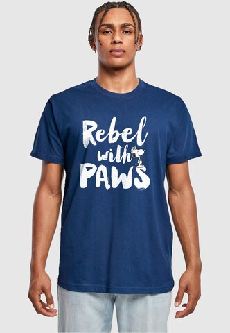 Merchcode Shirt 'Peanuts - Rebel with paws' in Blue: front