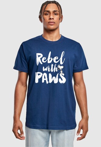 Merchcode Shirt 'Peanuts - Rebel with paws' in Blauw: voorkant