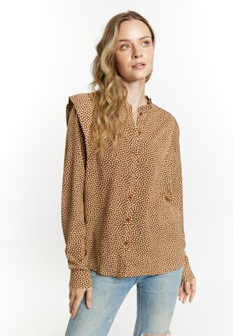 Camicia da donna 'Imane' di DreiMaster Vintage in marrone: frontale