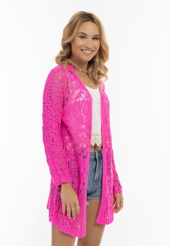 Cardigan IZIA en rose : devant