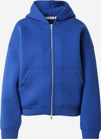 WEEKDAY - Sudadera con cremallera 'Scarlet' en azul: frente