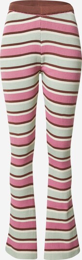 Daisy Street Pantalón en marrón oscuro / verde pastel / rosa claro / blanco, Vista del producto