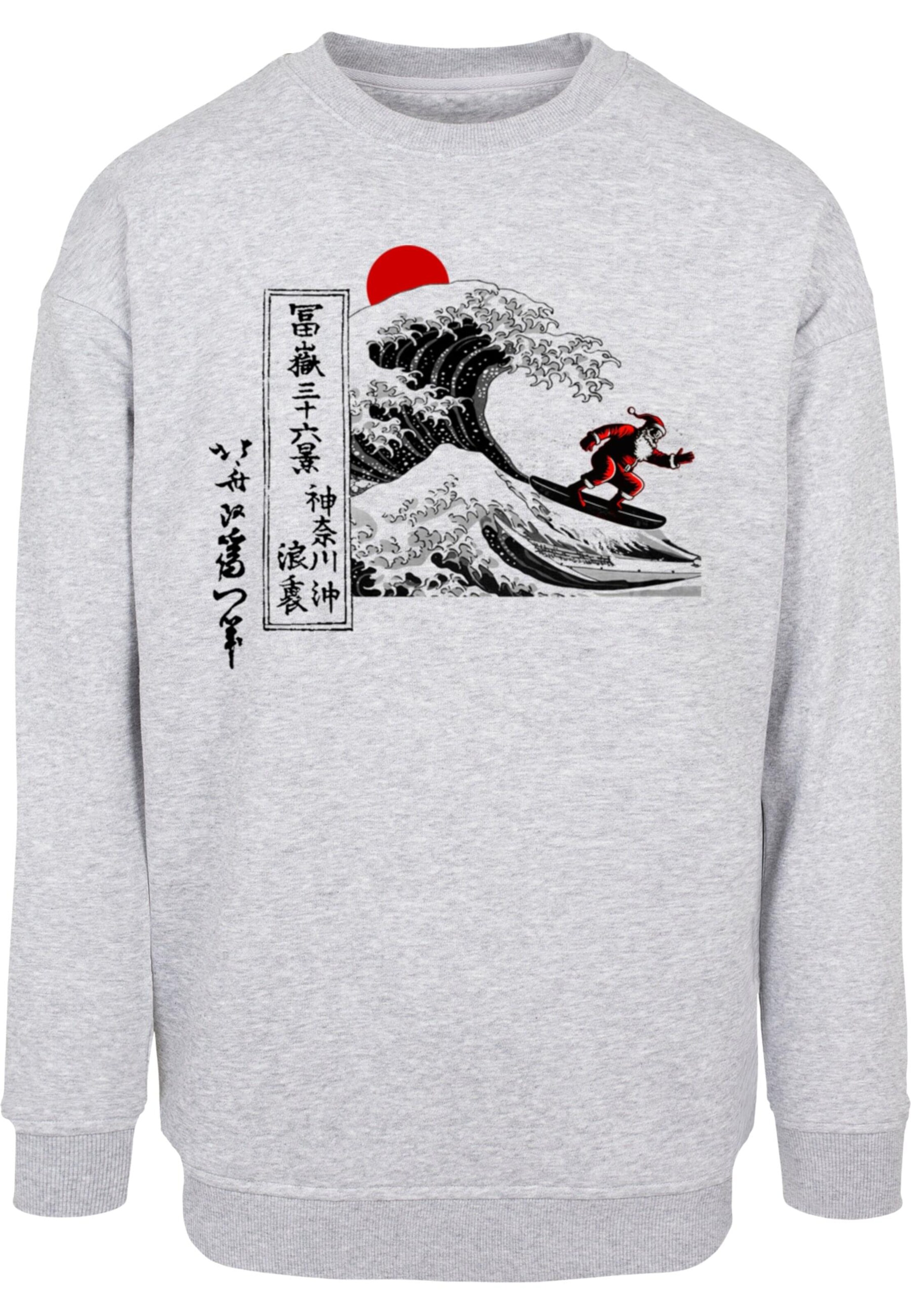 Felpa 'Hokusai - Santa Great Wave' di Merchcode in grigio: frontale